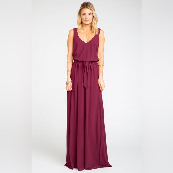 NEW Show Me Your Mumu Kendall maxi gown merlot chiffon size XS NEW WITH TAGS - Picture 1 of 7